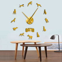 (gold, 47 inch) Popuar Dog Breeds DIY Giant Wall Clock Puppy Home Decor