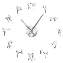 (silver, 37 inch) Korean Martial Art Taekwondo Figures DIY Giant Wall Clock