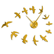 (gold, 47 inch) Modern Design Luxury Frameless DIY Decorative Flying Birds Wall Clock