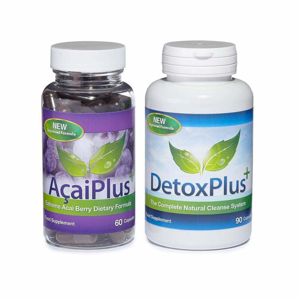 Acai Plus and Detox Plus Cleanse Combo Pack - 1 Month Supply - Acai Berry Combo Pack - Evolution Slimming