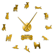 (gold, 37 inch) Fox Hunting Dog Jack Russell Terrier Large Size Contemporary Wall Clock