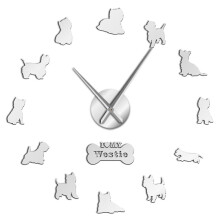 (silver, 47 inch) West Highland White Terrier DIY Giant Wall Clock