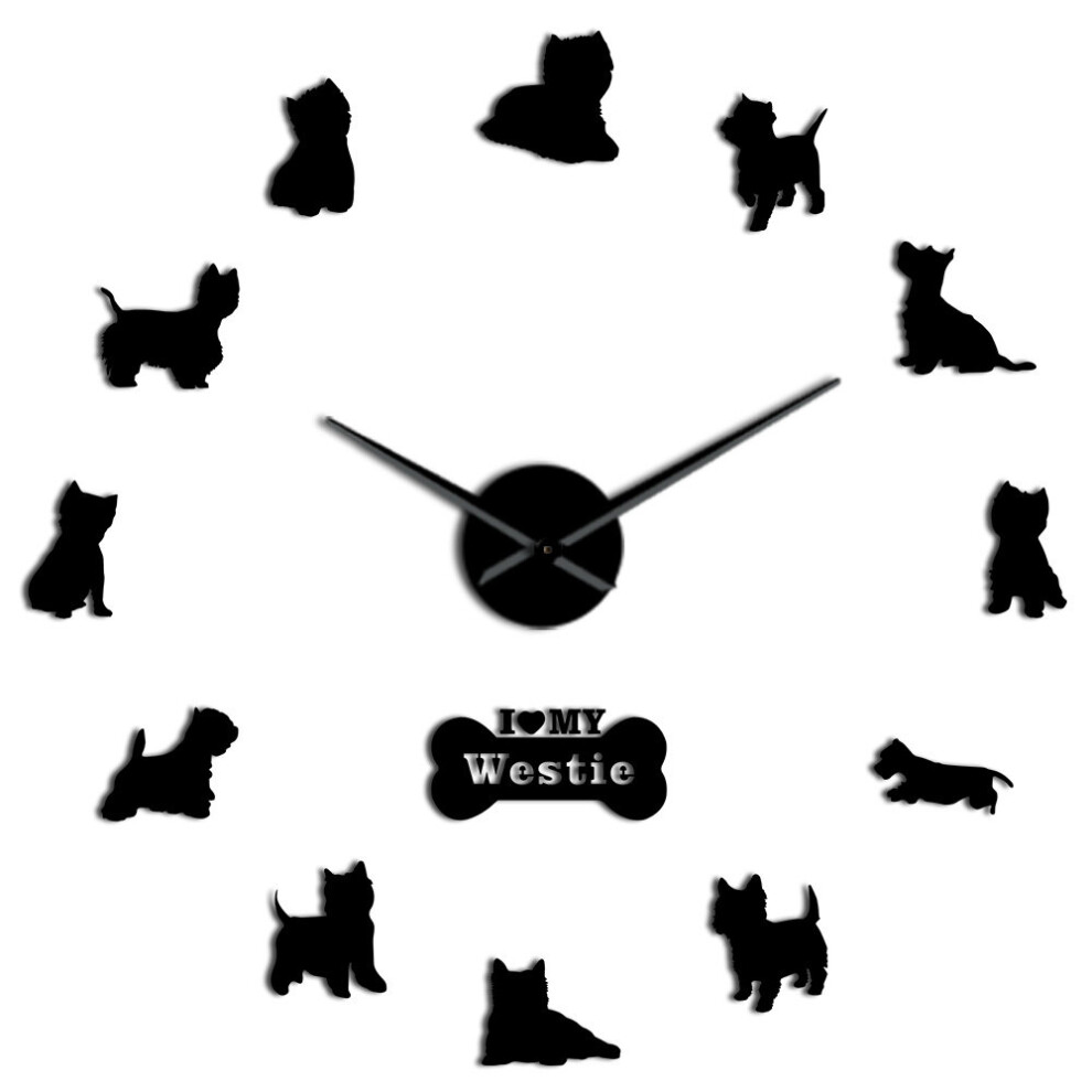 (black, 37 inch) West Highland White Terrier DIY Giant Wall Clock