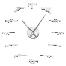 (silver, 37 inch) Pro Gun Weapons Wall Decor Tactical Army Rifle Ammo Variety Weapons DIY Wall Art Clock