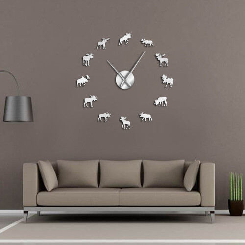 (gold, 37 inch) Wildlife Moose DIY Giant Wall Clock 2