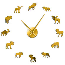 (gold, 37 inch) Wildlife Moose DIY Giant Wall Clock