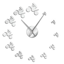 (silver, 47 inch) Dirt Bike Riders DIY Giant Extreme Sports Aerial Dirt Bike Frameless Large Wall Clock