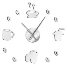 (silver, 37 inch) Coffee Bar Decorative 3D Wall Clock
