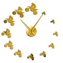 (gold, 47 inch) Dirt Bike Riders DIY Giant Extreme Sports Aerial Dirt Bike Frameless Large Wall Clock