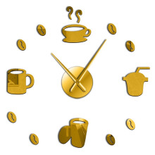 (gold, 47 inch) Coffee Bar Decorative 3D Wall Clock