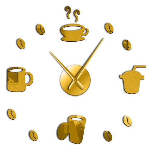 (gold, 47 inch) Coffee Bar Decorative 3D Wall Clock