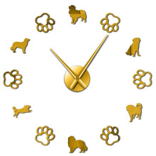 (gold, 37 inch) Netherlands Dog Breeds Home Decor Small Caging Dog DIY Giant Wall Clock