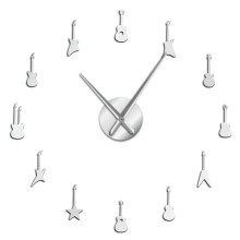 (silver, 37 inch) Guitar Variety Music DIY Giant  Music Room Decor Frameless Big Needles  Wall Clock