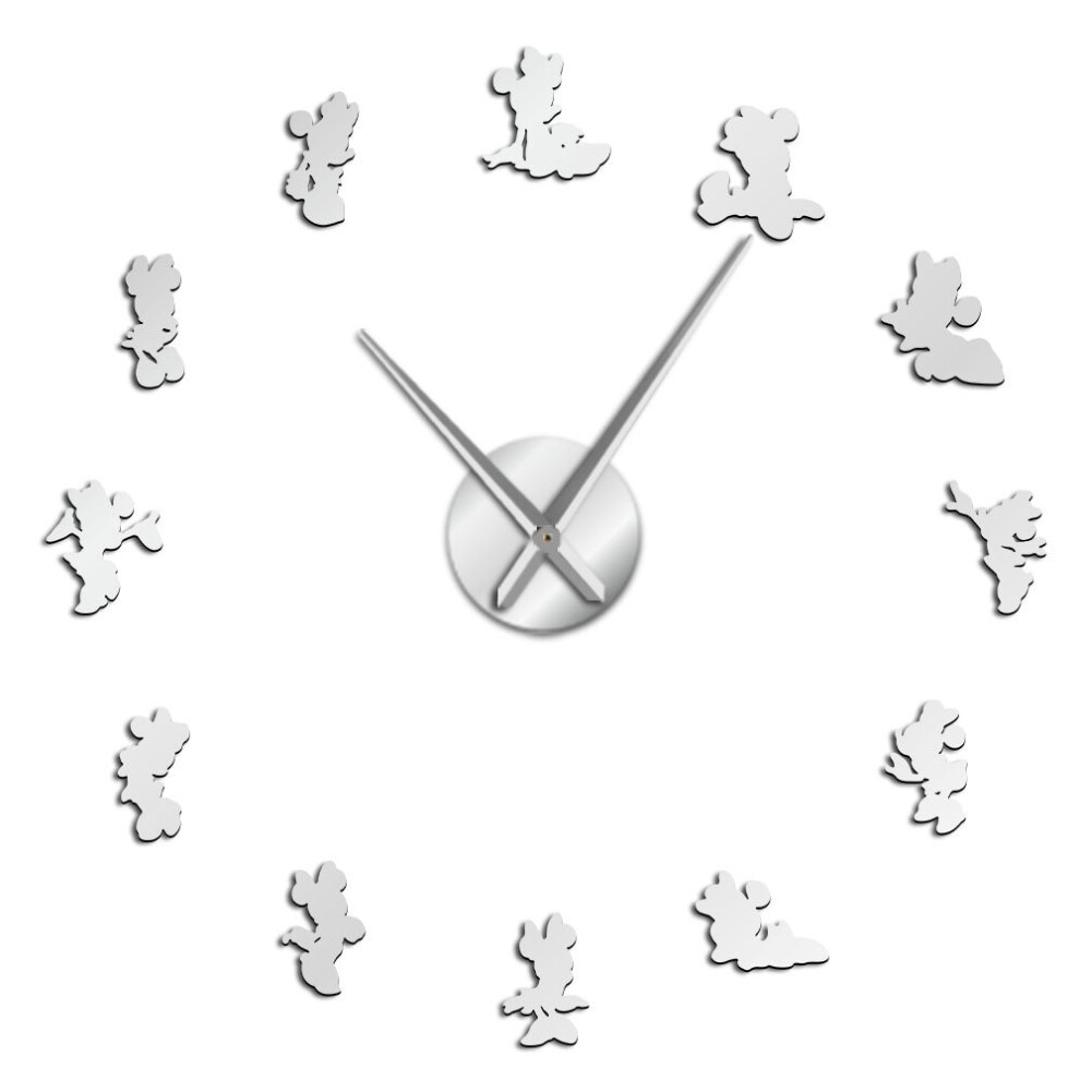 (silver, 47 inch) Cartoon Mouse DIY Giant Wall Clock