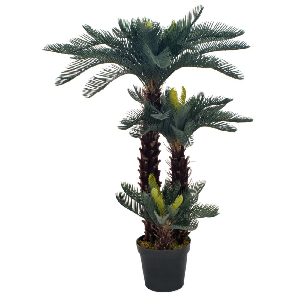 Vidaxl Artificial Plant Cycas Palm With Pot 125Cm Realistic Ery Green