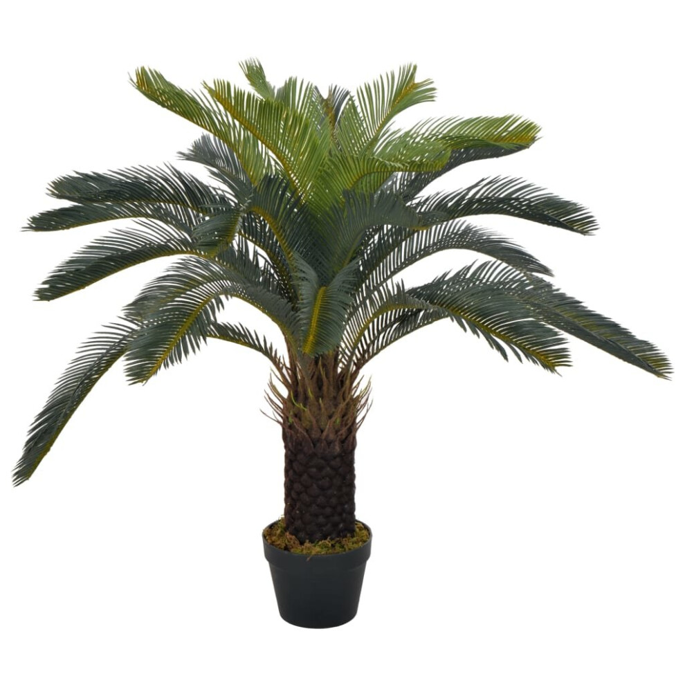 vidaXL Artificial Plant Cycas Palm with Pot Green 90cm Realistic Greenery