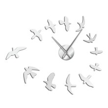 (silver, 47 inch) Modern Design Luxury Frameless DIY Decorative Flying Birds Wall Clock