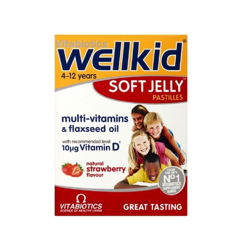 Vitabiotics Wellkid Soft Jelly Pastilles 4-12 Years - 30 Strawberry Flavour Pastilles