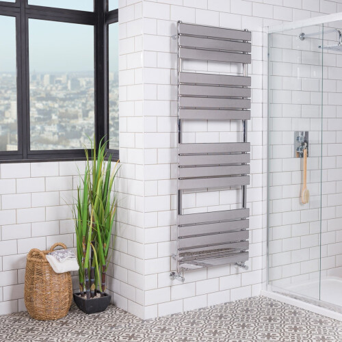 PlumbGalaxy Juva 1600 x 600mm Chrome Flat Panel Heated Towel Rail