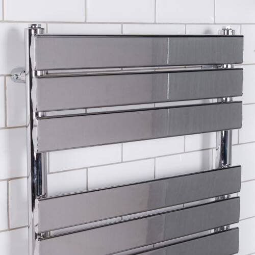 PlumbGalaxy Juva 1600 x 600mm Chrome Flat Panel Heated Towel Rail 1