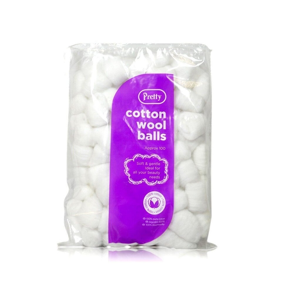Pretty Cotton Wool Balls - 100 White Balls