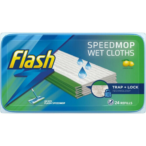 Flash Flash Speedmop Wet Cloths Wild Orchid with Trap+Lock Technology, 24 Refills