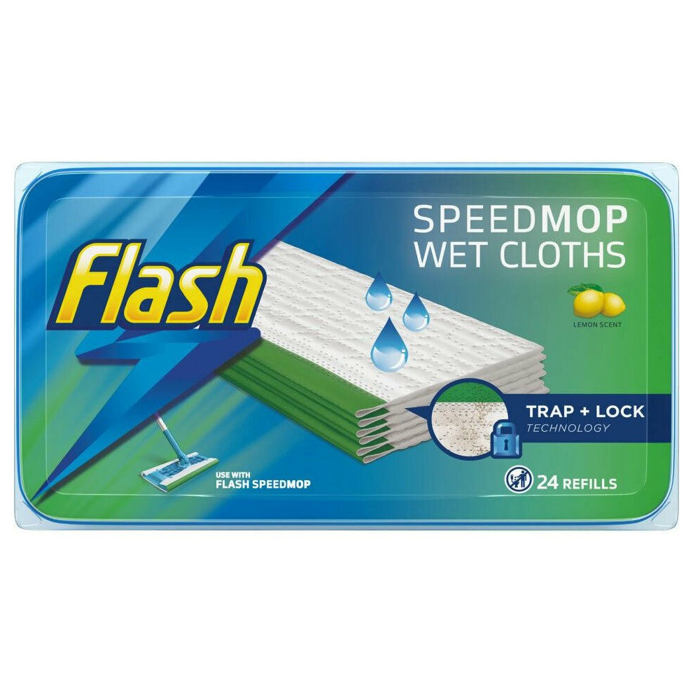 Flash Speedmop Wet Cloths Wild Orchid With Trap+Lock Technology, 24 Refills