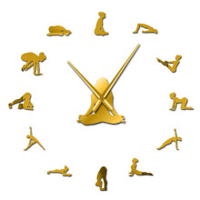 (gold, 37 inch) Yoga Poses DIY Giant Find Your Balance Meditation Wall Art Home Dcor Modern Large Wall Clock