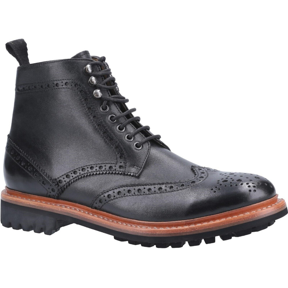 (10 UK, Black) Cotswold Mens Rissington Commando Lace Up Leather Dress Boot