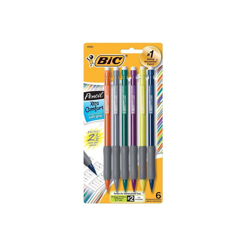 Bic USA BICMPGP61-6 0.7 mm Matic Grip Mechanical Pencils, Assorted - 6 Per Pack - Pack of 6