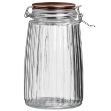 1.8L Large Copper Cliptop Food Cereal Rice Preserving Glass Jar Storage Canister