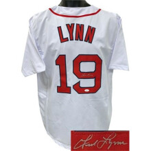 Athlon Sports CTBL-024126 Fred Lynn Signed White TB Custom Stitched Baseball Jersey XL- JSA Witnessed Hologram