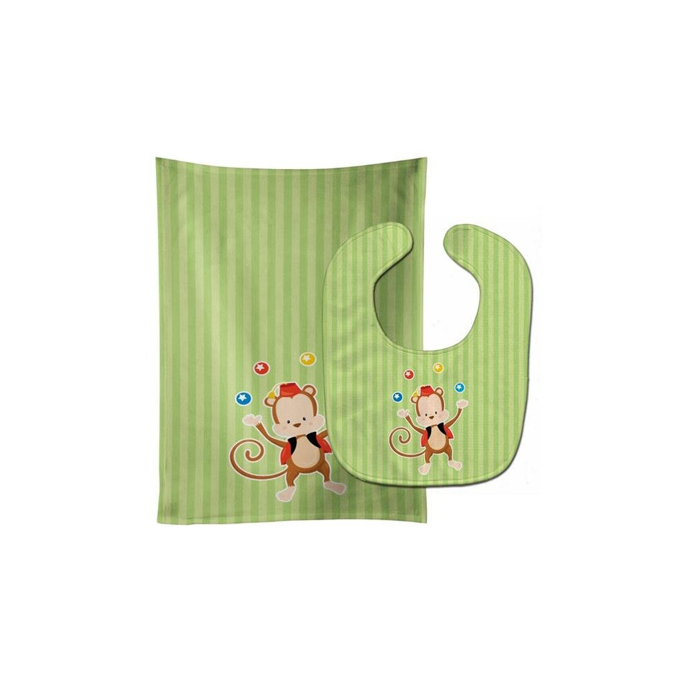 Bb8696stbu Monkey Juggler Baby Bib & Burp Cloth Carolines Treasures