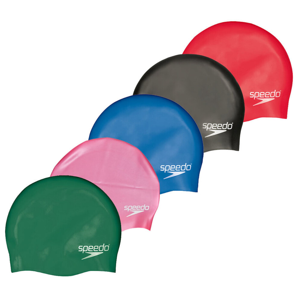 Speedo (Navy Blue, One Size) Silicone Moulded Swimming Cap Junior Kids