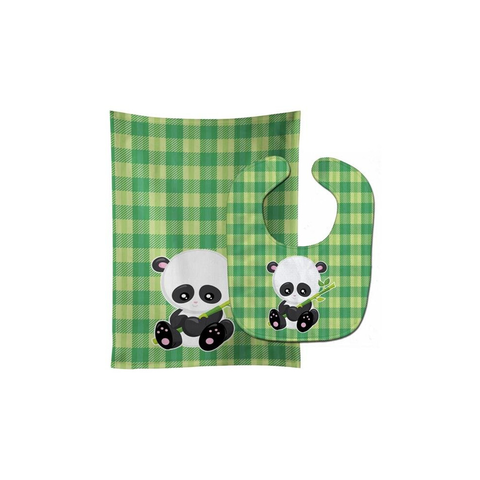 Carolines Treasures Bb6801stbu Panda Lucky Bamboo Baby Bib & Burp Cloth