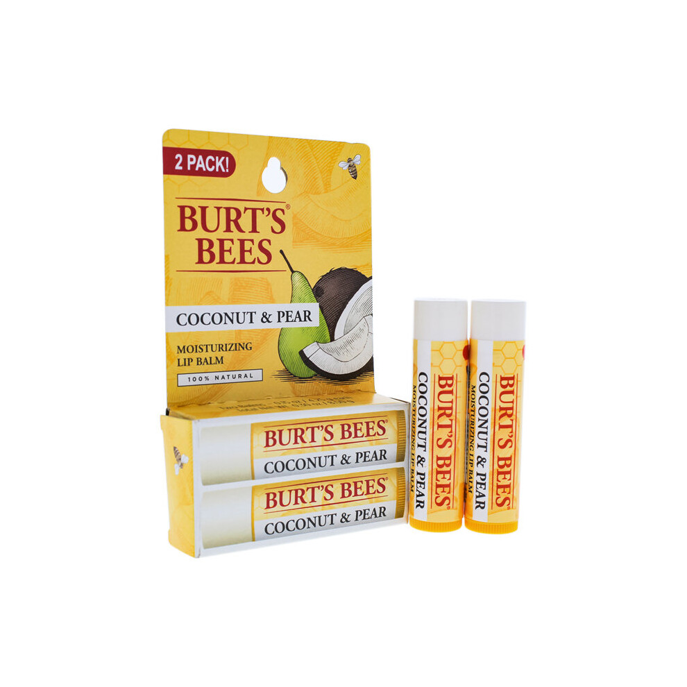 Burts Bees Coconut and Pear Moisturizing Lip Balm Twin Pack for Unisex 2 x 0.15 oz Lip Balm