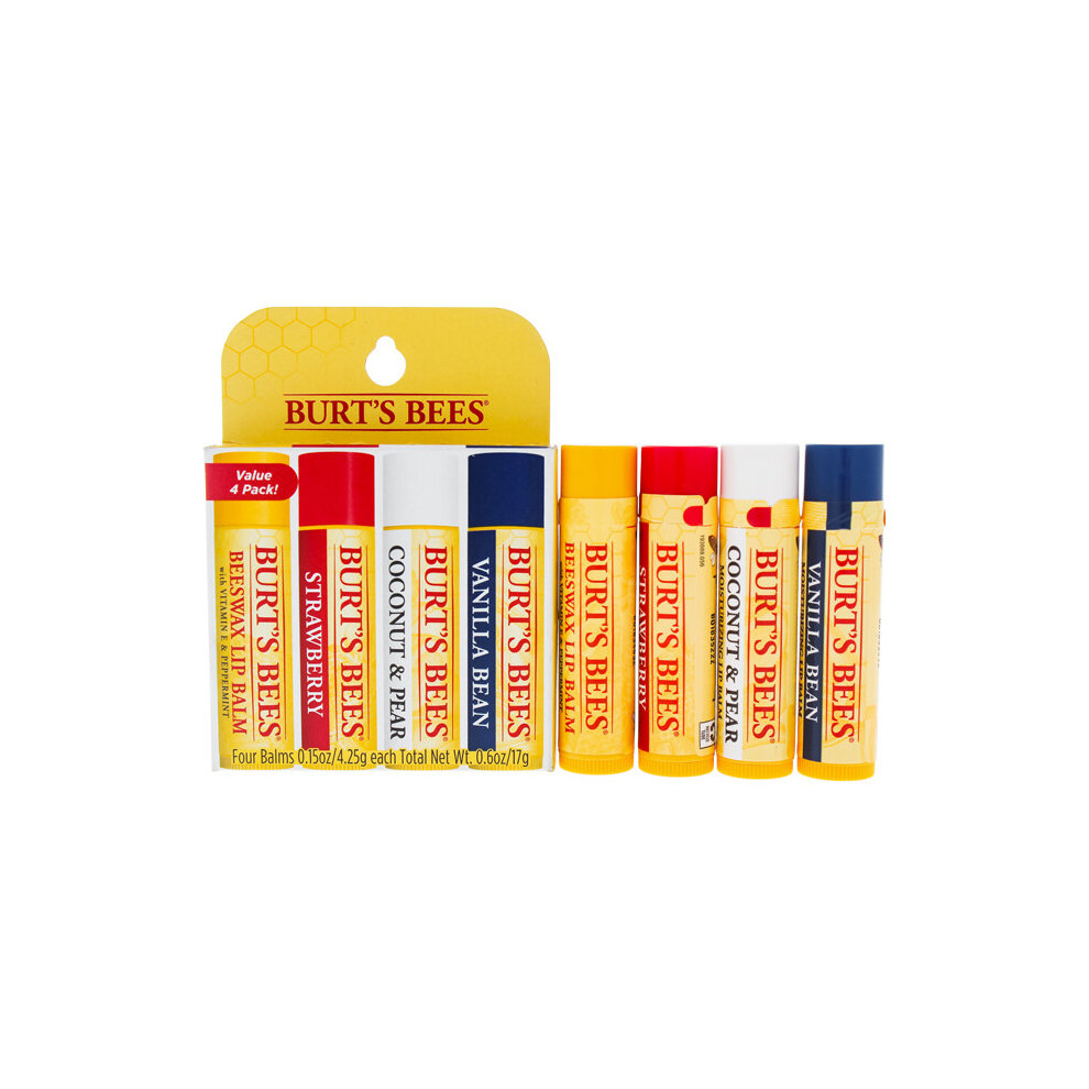 Burts Bees Best Of Burts Bees Set for Unisex 4 Pc 0.15oz Beeswax, 0.15oz Strawberry, 0.15oz Coconut and Pear, 0.15oz Vanilla Bean