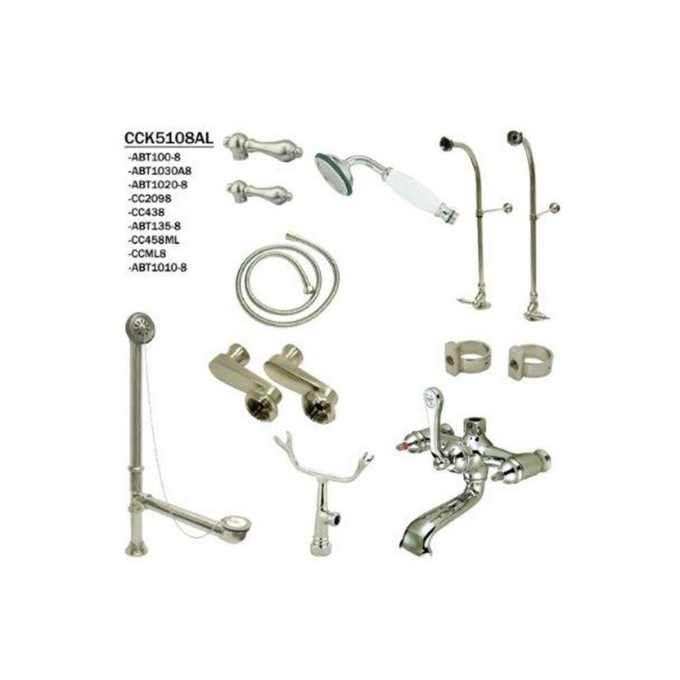 Kingston Brass Cck5108al Vintage Freestanding Clawfoot Tub Faucet Package With Metal Lever Handles In Satin Nickel 663370291463