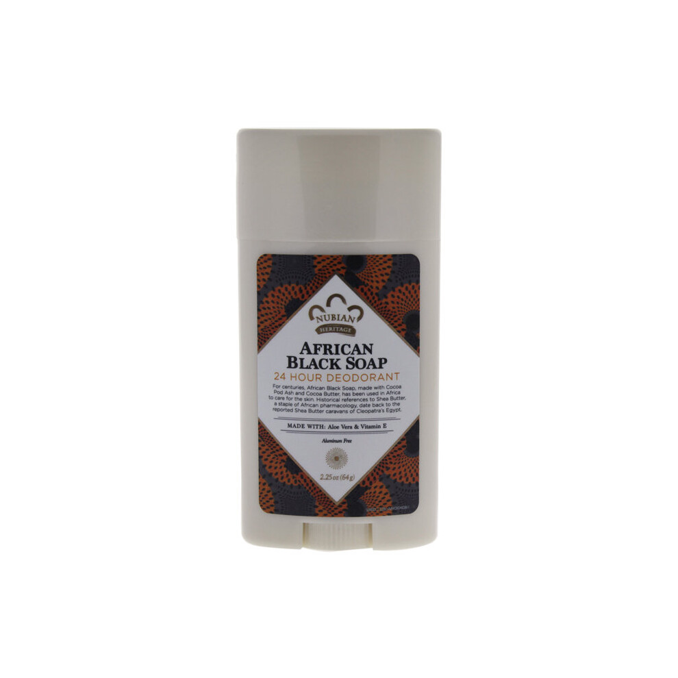 Nubian Heritage Black African Soap 24 Hour Deodorant For Unisex 2.25 Oz Deodorant Stick
