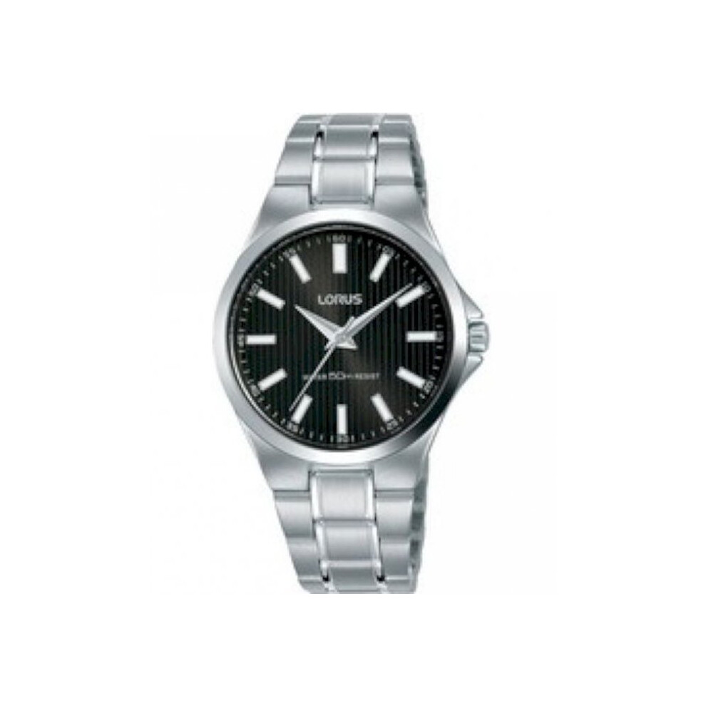 Lorus Ladies Black Sunray Dial Silver Stainless Steel Bracelet Watch RG229PX9