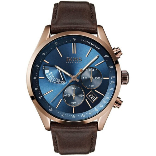 Hugo Boss Hugo Boss 1513604 Leather Strap Chronograph Quartz Men's Watch