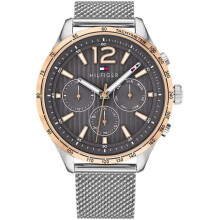 Tommy Hilfiger Montre Homme Gavin Multifunction 1791466 - Acier inoxydable, cadran gris, tachymètre, affichage 24h, 5 ATM