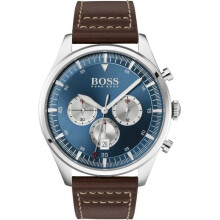 Kello - Hugo Boss - 1513709 - 44mm - Ruskea Nahka - Sininen Kellotaulu - Kvartsi