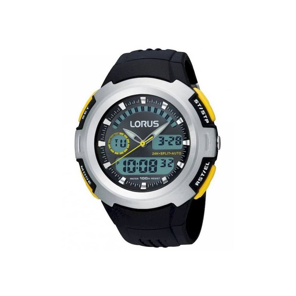 R2323DX9 Chronograph Duo Display Black Resin Strap Men's Wrist-Watch