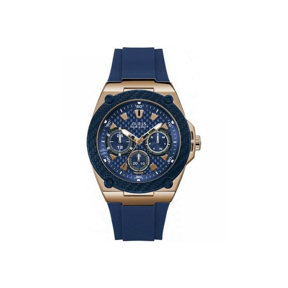 Guess W1049G2 Legacy Montre pour homme en silicone bleu cadran bleu