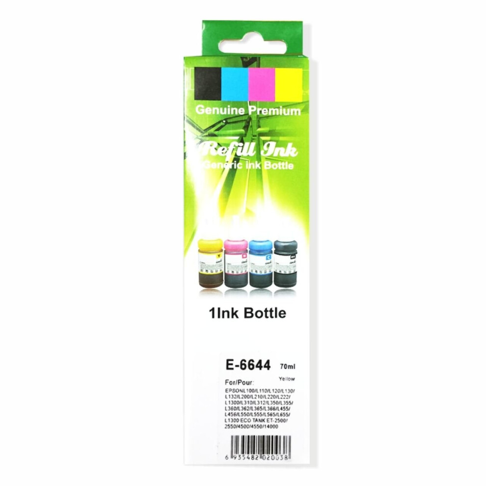 Compatible Refill Ink Bottle For Epson L100 L110 L120 L130 L132 L200 L210 L220 L222 Yellow 5057666376555