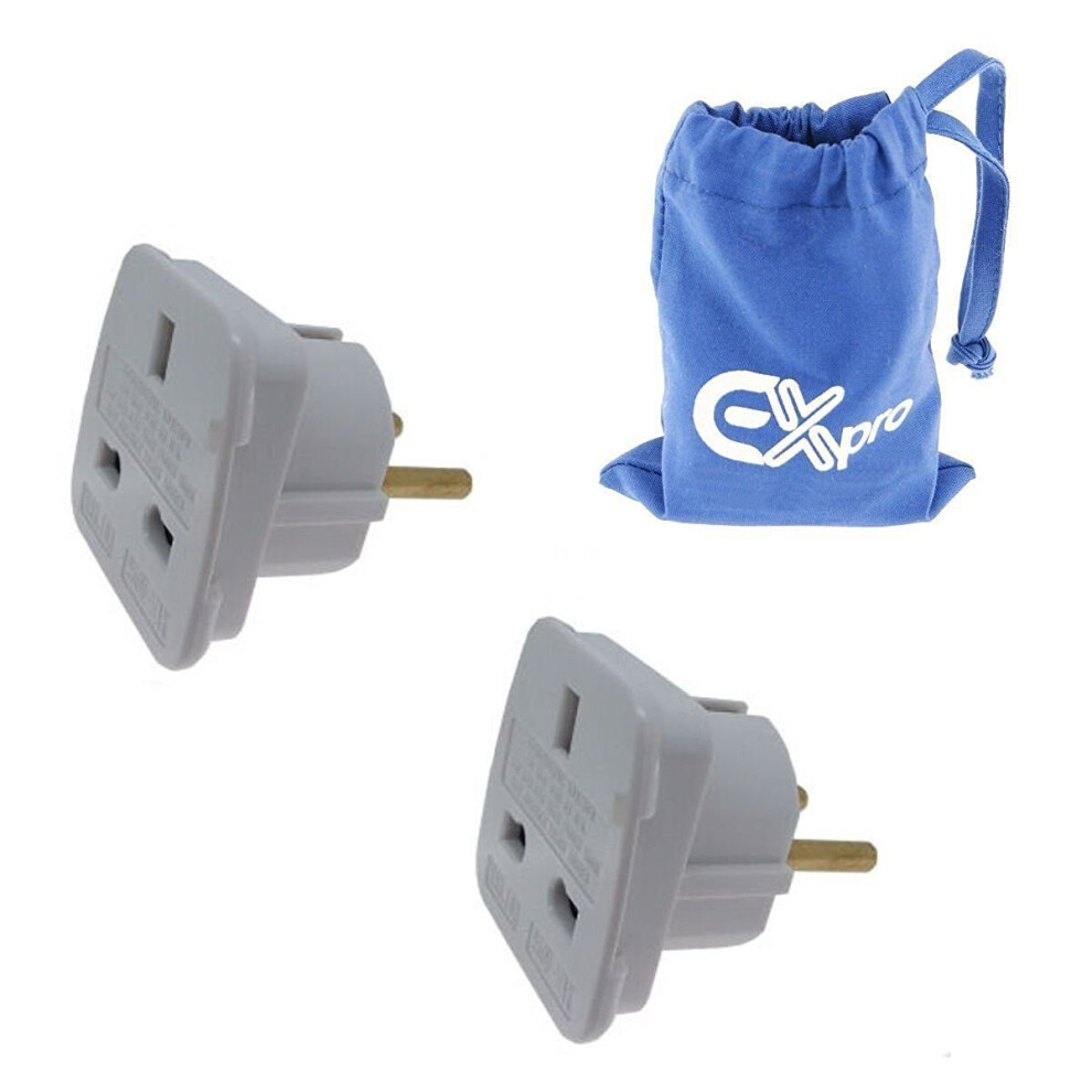 Ex-Pro 2 Pack Travel Adapter Converts UK Plugs to Turkey Uruguay Vietnam