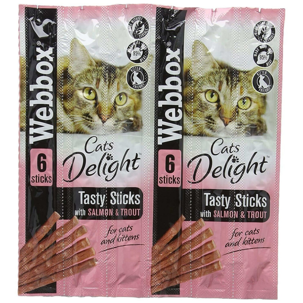 (One Size, Salmon & Trout) Webbox Cats Delight Tasty Sicks (Pack Of 12)-image-OPC-P52GWDF-NEW