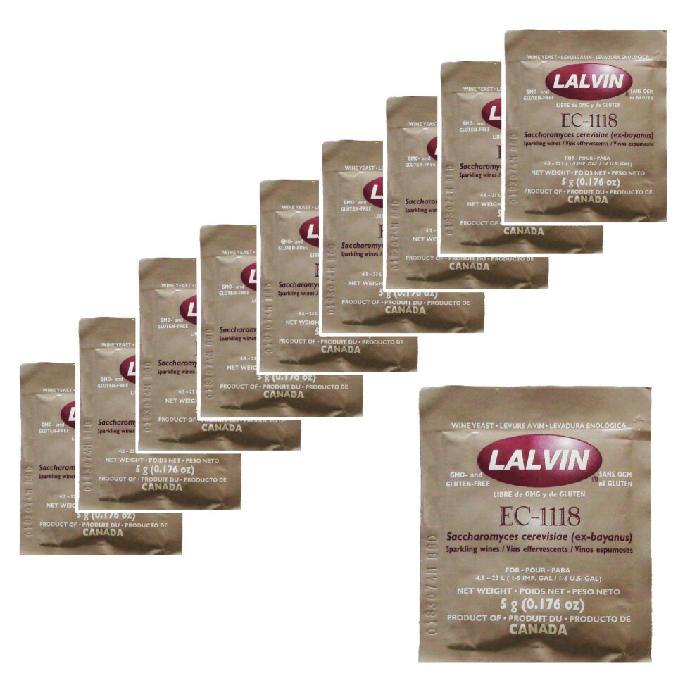 Lalvin 10X Ec-1118 Champagne Yeast 5G Sachet 18% Homebrew Wine Making 4.5L-23L