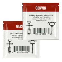 2x Gervin GV11 Wine Yeast 5g Red Fruit Wines Reduces Malic Acid 5-23L